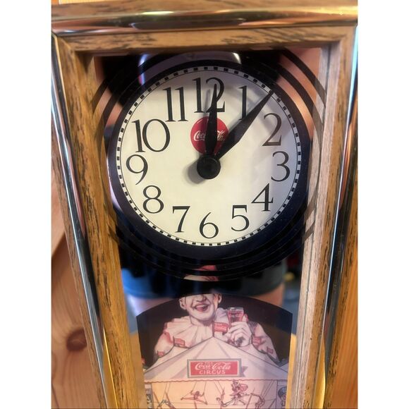 Coca Cola Coke Wall Clock Wooden Case Battery Operated Art Deco  Works (5621) - Picture 2 of 8